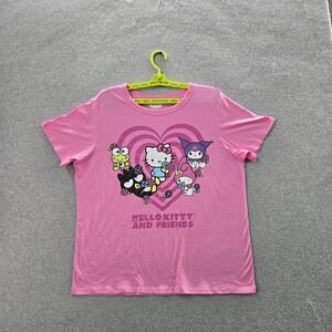 Hello Kitty Women Shirt XL Pink Graphic Print Crew Neck Pullover NWT